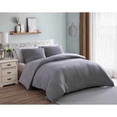 Lyla Enzyme Washed Eyelet Band Comforter Set - Geneva Home Fashion