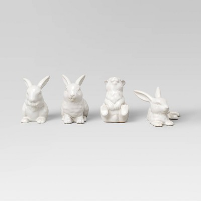 Image of Set of 4 Mini Ceramic Decorative Bunnies Ivory - Threshold™