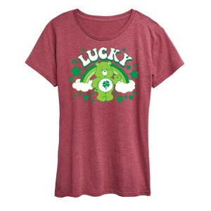 Women's - Care Bears - Lucky Green Rainbow and Stars Short Sleeve Graphic T-Shirt - 1 of 4