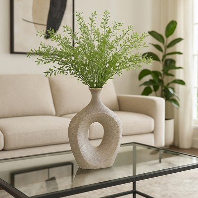 Sagebrook Home Ceramic Oval Vase - Contemporary Glam Abstract Cut-Out Vase Beaded
