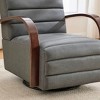 Hrinhom 30.7"W Upholstered PU 360° Swivel Accent Chair,Comfy Channel Tufted Lounge Reading Chair - 3 of 4
