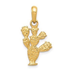 Black Bow Jewelry 14k Yellow Gold 3D Cactus Pendant - 1 of 4