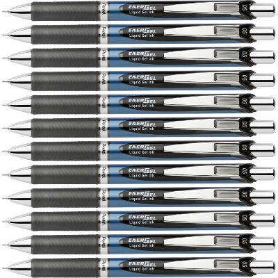 Pentel Gel Pen Retract/Refillable Needle Tip 0.5mm 12/BX BK Ink BLN75ABX