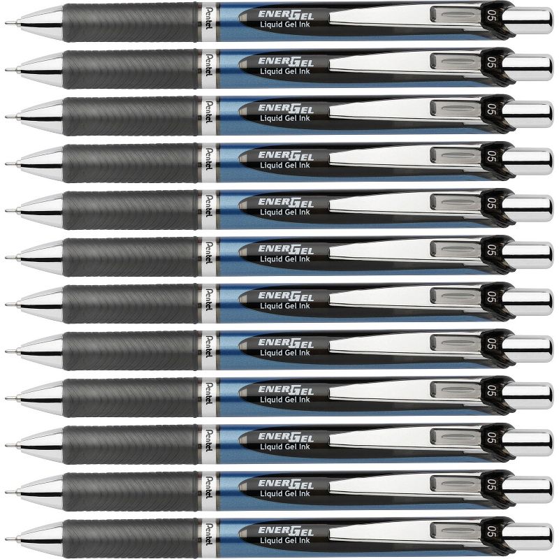 Pentel Gel Pen Retract/Refillable Needle Tip 0.5mm 12/BX BK Ink BLN75ABX, 1 of 6