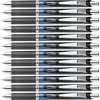Pentel Gel Pen Retract/Refillable Needle Tip 0.5mm 12/BX BK Ink BLN75ABX