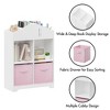 Bookcase with Storage, 2-Tier Storage Display Organizer with 2 Collapsible Fabric Drawers for Bedroom Playroom Living Room Office  White+Pink - 3 of 4