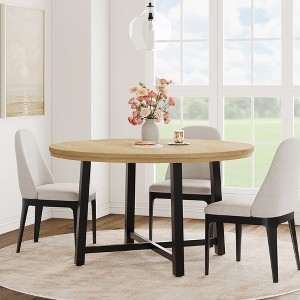47" Round Dining Table for 4, Kitchen Dining Room Table with Sturdy Metal Frame - 1 of 4