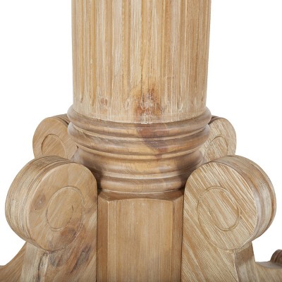 Round Beige Reclaimed Wood Extendable Dining Table