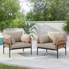 Lyngins Outdoor Accent Chair with Beige Plush Cushions, Rope Weave Design Patio Accent Chair/Lounge Chair, Weather-Resistant Powder-Coated Iron Frame - 2 of 4