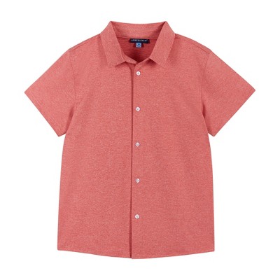 Andy & Evan Kids Boys Short Sleeve Textured Button Down Orange, Size 14