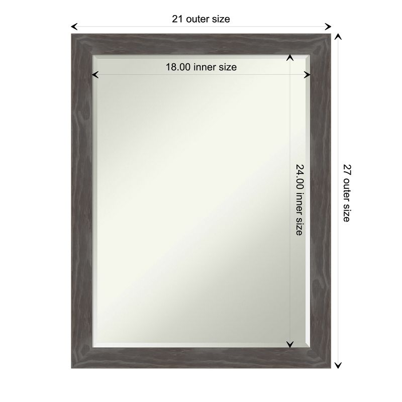 Amanti Art Woodridge Rustic Grey Petite Bevel Wood Bathroom Wall Mirror 27 x 21 in., 4 of 11