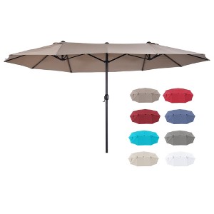 Outsunny 15ft Patio Umbrella Double-Sided Outdoor Market Extra Large Umbrella with Crank Handle for Deck, Lawn, Backyard and Pool - 1 of 4