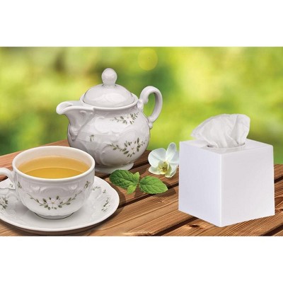 White Plastic Square Tissue Box Cover Set