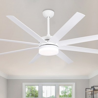 Bella Depot 65" Modern White LED Ceiling Fan 6-Speed Reversible Chandelier with Dimmable Light and Remote