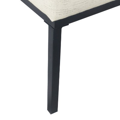 Modern Industrial Cream Woven Tufted Metal Bench