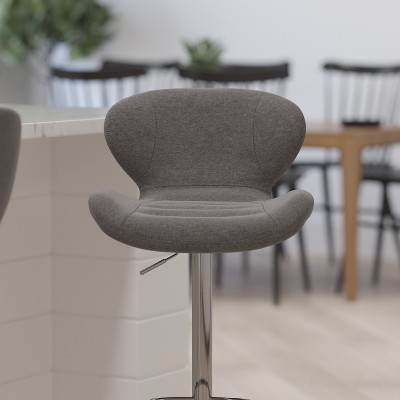 Contemporary Charcoal Swivel Barstool with Adjustable Wood & Metal Base