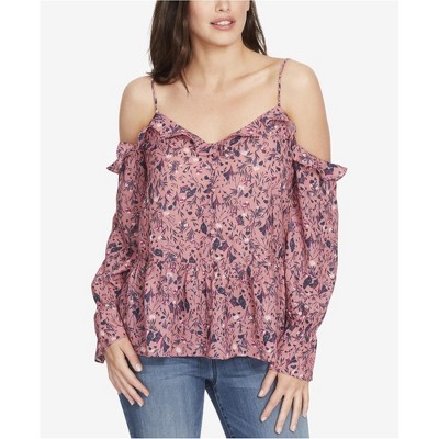 William Rast Womens Floral Cold Shoulder Blouse