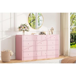 Jojoka Dresser for Bedroom,12 Drawer Dressers & Chests of Drawers, Wood Storage Drawer Dresser with Power Outlet - 1 of 4