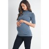 Hello Miz Women's Ribbed Mock Neck Elbow Sleeve Maternity Top - 2 of 4