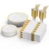 ROVSUN 240 Pieces Gold Disposable Dinnerware Set 30 Guests,Elegant Plastic Plates for Party Wedding - 2 of 4
