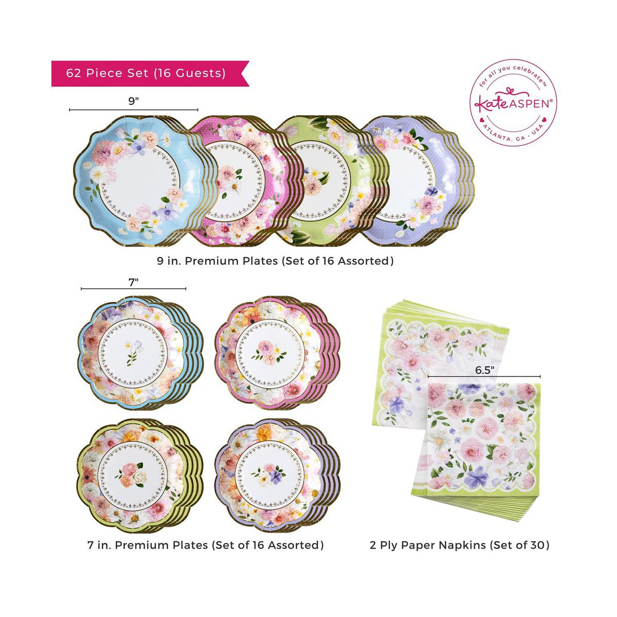 Kate Aspen Tea Time Party 62 Piece Party Tableware Set (16 Guests) | 00246NA-KIT - thumbnail 6