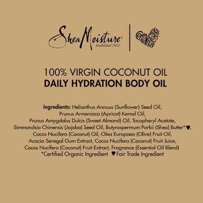 SheaMoisture Daily Hydration Coconut Body Oil - 8 fl oz: Whole Body Application, Combination & Dry Skin, Paraben-Free