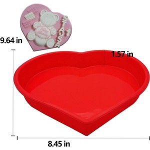 JDICTION Large Heart Cake Pan, Silicone Baking Mold for Valentine's Mousse Cake, Chocolate, Jello, Brownie, French Dessert & Soap - 1 of 4