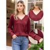 INSPIRE CHIC Women's Long Lantern Sleeve V Neck Lightweight Casual Sweater - 2 of 4