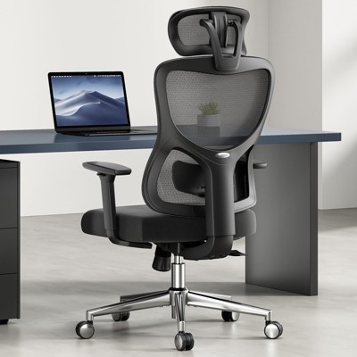 Lirago Ergo High-Back Mesh Chair w/3D Armrests & Adjustable Headrest/Lumbar - Black