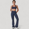 Anna-Kaci Active Women's High Waist Flared Leg Stretch Pants Smooth Fabric Seamless Waistband Active Lounge Bottoms - 4 of 4