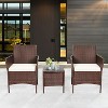 BestMassage 3-Piece Outdoor Wicker Patio Furniture Set with 2 Chairs & Cushions Coffee Table, Khaki - 2 of 4