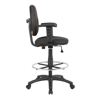 Black Ergonomic Fabric Drafting Stool with Adjustable Arms