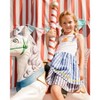 Deux par Deux Girl Bi-Material Cotton and Seersucker Dress White and Royal Blue - 2 of 4