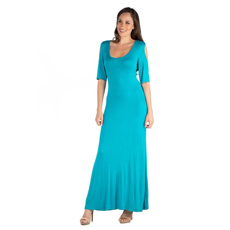 24seven Comfort Apparel Womens Half Sleeve Maxi Dress, 2 of 5