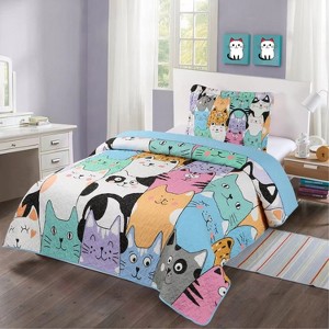 Marcielo Lovely Cat Kids Bedding Quilt Set - 1 of 4