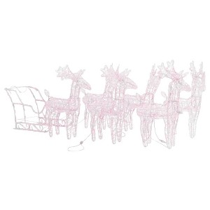 vidaXL Christmas Decoration Lighted Reindeer and Sleigh with LEDs Acrylic - Warm White 16.9" x 4.3" x 21.7" (6 pcs) - 1 of 4