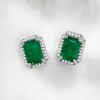 Ross-Simons 2.00 ct. t.w. Emerald and .15 ct. t.w. Diamond Earrings in 14kt White Gold - 3 of 4