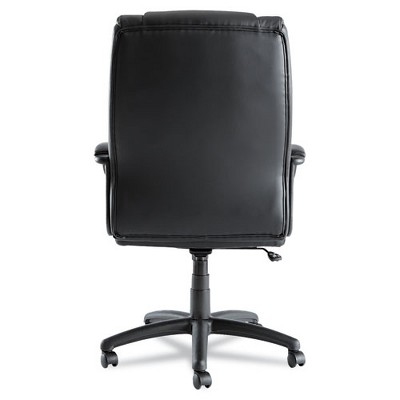 Elegance High-Back Black Leather Swivel Executive Chair with Plastic Arms
