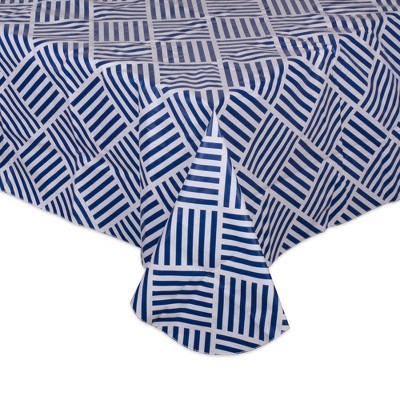102" x 60" Cotton Grid Kitchen Tablecloth Blue - Design Imports