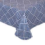 84" x 60" Cotton Grid Kitchen Tablecloth Blue - Design Imports