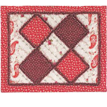 Collections Etc Red Floral and Paisley Patchwork Pillow Sham