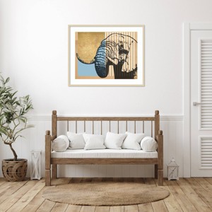 Amanti Art Tan Geometric Elephant II by Alonzo Saunders Framed Wall Art Print - 1 of 4