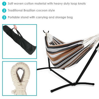 Calming Desert Large Double Cotton Hammock with Stand