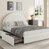 Modern Boucle Upholstered Platform Bed Frame with 2 Storage Drawers - Rounded Headboard - 3 of 4