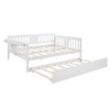 NicBex Full Size Daybed Modern Wooden Bed Frame with Trundle, 2 Tables and Guardrails for Bedroom, Living Room, No Box Spring Required - 3 of 4