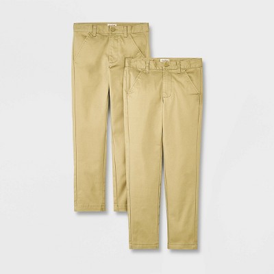 Boys' 2pk Slim Fit Skinny Uniform Pants - Cat & Jack™ Khaki