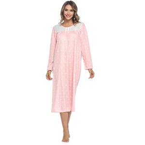 Casual Nights Women's Long Floral & Lace Henley Nightgown - 1 of 4