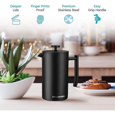 Belwares 34 oz Black Stainless Steel French Press Coffee Maker