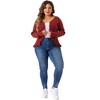 Agnes Orinda Women's Plus Size Long Sleeve Button Ruffle Open Front Knit Cardigan - 3 of 4