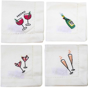Tag 10.0 Inch Cheers Cocktail Napkins Set/4 Candy Cane Drinks Bubbly Cloth Napkins - 1 of 4